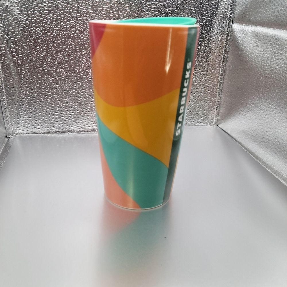 NWT! Starbucks Pride Rainbow Multi-Color Ceramic 12 Oz Travel Tumbler - Picture 3 of 4